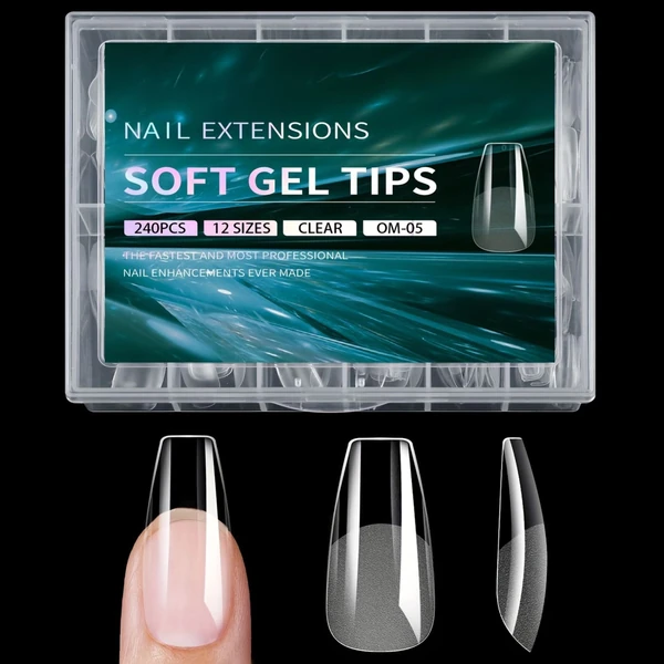 Coconoir Beauty - Soft Gel Short Coffin Full Cover Tips - 240pcs
