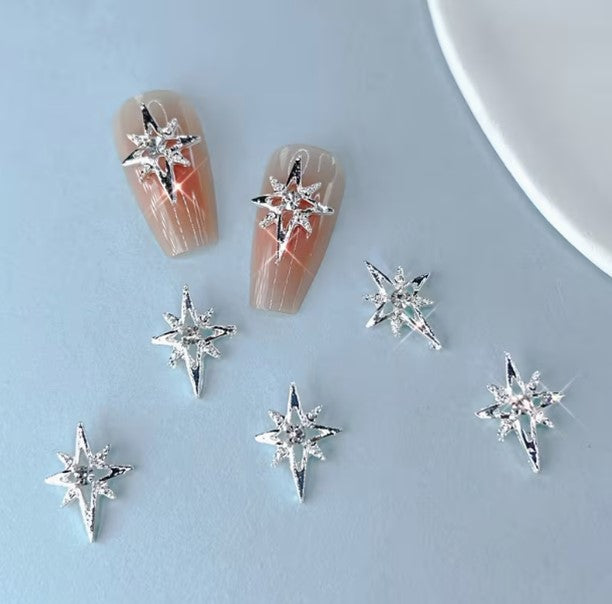 Coconoir Beauty - Nail Charms - 8 Point Star Silver - 10pk