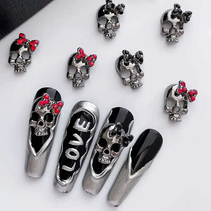 Coconoir Beauty - Nail Charms - Gothic Skull & Bow - 10pk