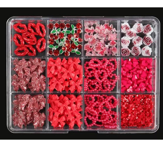 Coconoir Beauty - Nail Charms - Red & Pink Valentines - 12pk