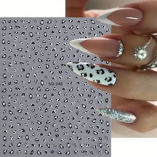 Coconoir Beauty - Nail Decal - 3D Black & White Leopard Print
