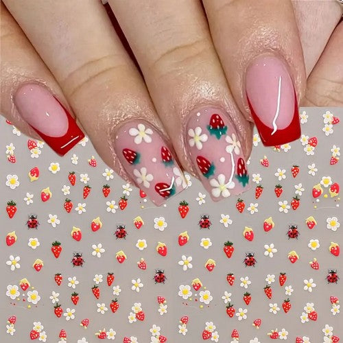 Coconoir Beauty - Nail Decal - 5D Strawberries & Ladybugs