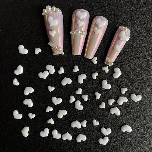 Coconoir Beauty - Nail Charms - Mini White Hearts - 20Pk