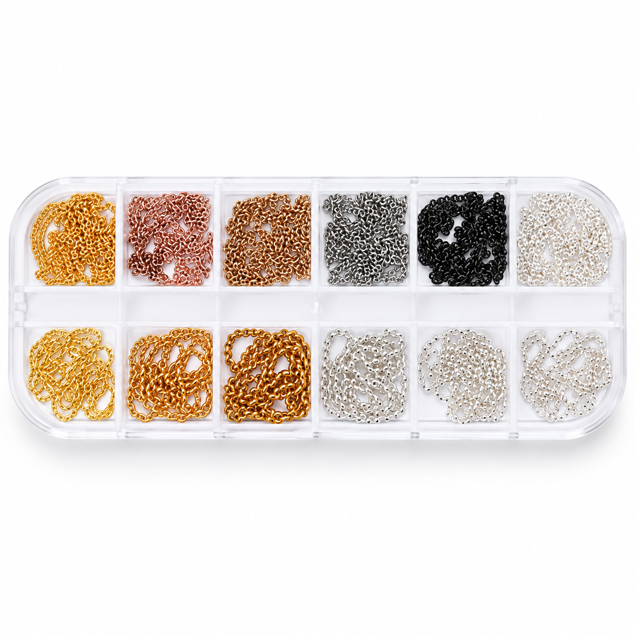 Coconoir Beauty - Nail Charms - Assorted Metal Chains - 12-Grid