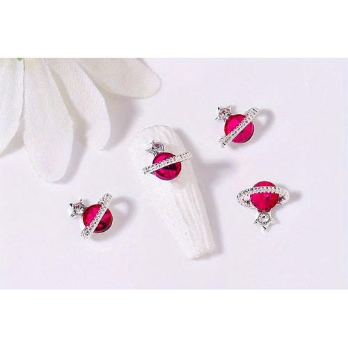 Coconoir Beauty - Nail Charms - Shiny Saturn Fuchsia - 10Pk