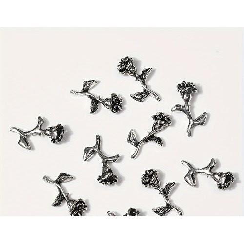 Coconoir Beauty - Nail Charms - Silver Roses - 6pk