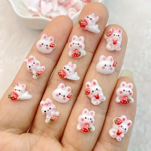 Coconoir Beauty - Nail Charms - Strawberry Bunny - 10pk