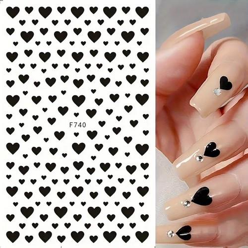 Coconoir Beauty - Nail Decal - 3D Black Hearts