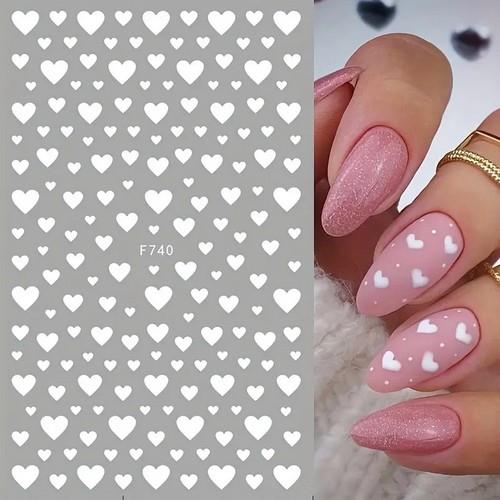 Coconoir Beauty - Nail Decal - 3D White Hearts