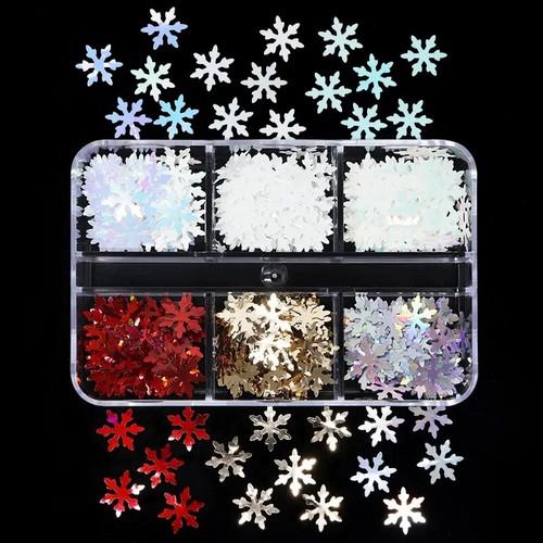 Coconoir Beauty - Nail Decal - Red/White/Gold/Silver Snowflakes - 6 Pk