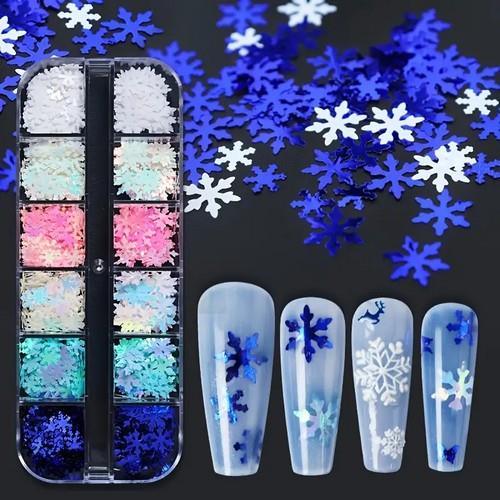Coconoir Beauty - Nail Decal - Red/White/Pink/Blue Snowflakes - 12Pk