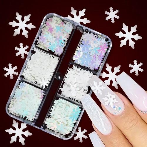 Coconoir Beauty - Nail Decal - White/Irridescent Snowflakes - 6 Pk