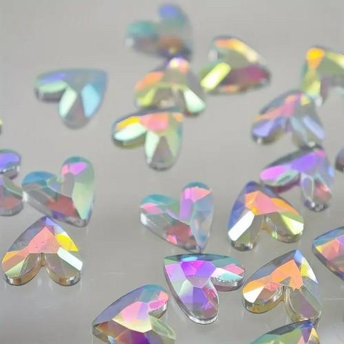 Coconoir Beauty - Nail Charms - White AB Rhinestone Hearts - 20pk