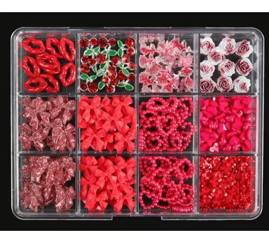 Coconoir Beauty - Nail Charms - Red & Pink Valentines - 12pk