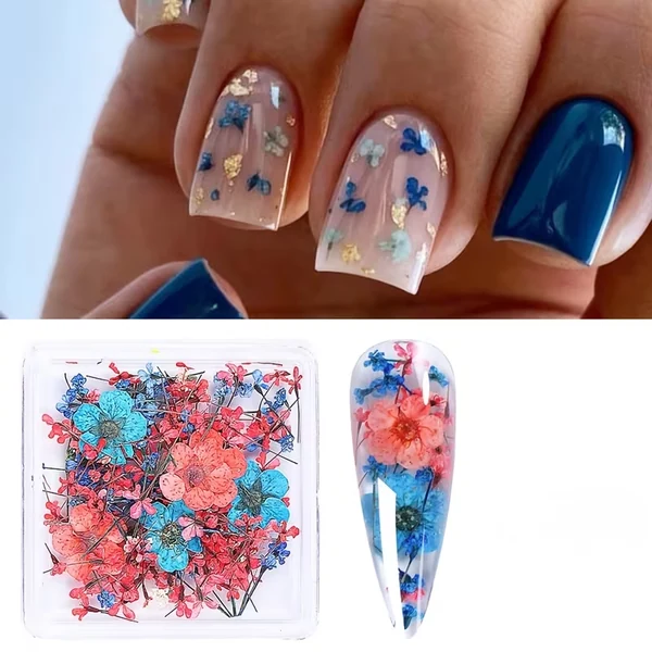 Coconoir Beauty - Nail Charms - Dried Flowers Blue & Pink