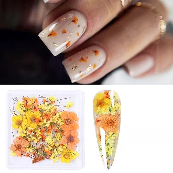 Coconoir Beauty - Nail Charms - Dried Flowers Yellow & Orange