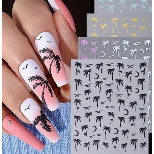 Coconoir Beauty - Nail Decal - Palm Trees Blue - 1pc