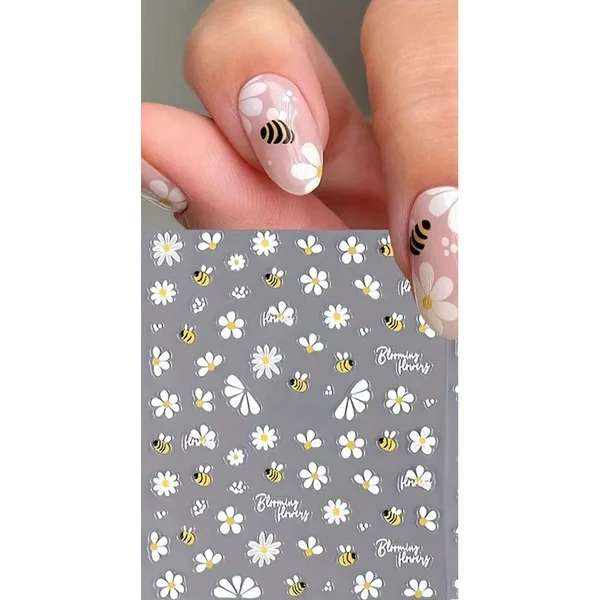 Coconoir Beauty - Nail Decal - Bees & Daisies - 1pc