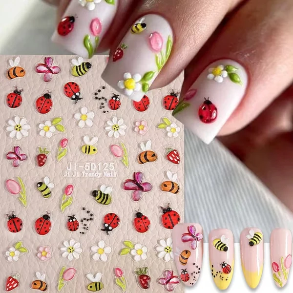 Coconoir Beauty - Nail Decal - 5D Bees & Ladybugs