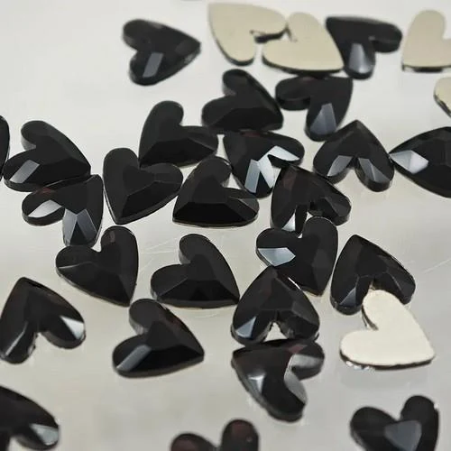Coconoir Beauty - Nail Charms - Black Rhinestone Hearts - 10pk