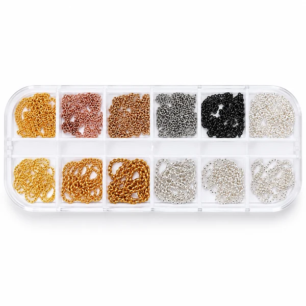 Coconoir Beauty - Nail Charms - Assorted Metal Chains - 12-Grid