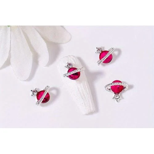 Coconoir Beauty - Nail Charms - Shiny Saturn Fuchsia - 10Pk