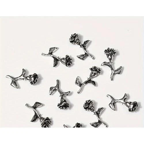 Coconoir Beauty - Nail Charms - Silver Roses - 6pk