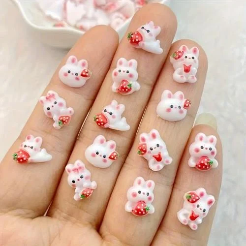 Coconoir Beauty - Nail Charms - Strawberry Bunny - 10pk