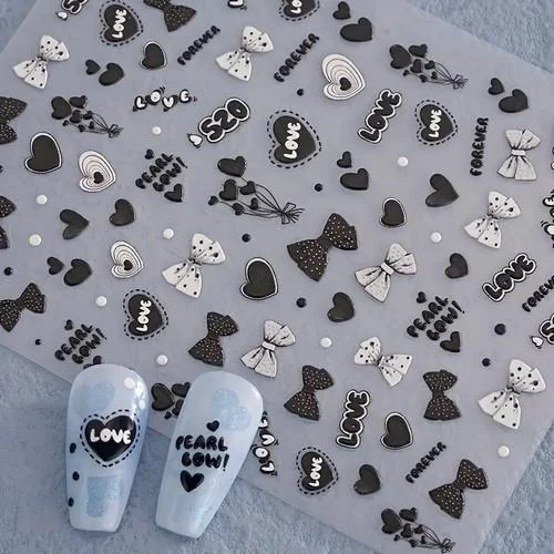 Coconoir Beauty - Nail Decal - Black & White Bows