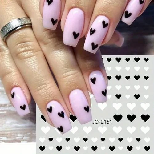 Coconoir Beauty - Nail Decal - Black & White Hearts
