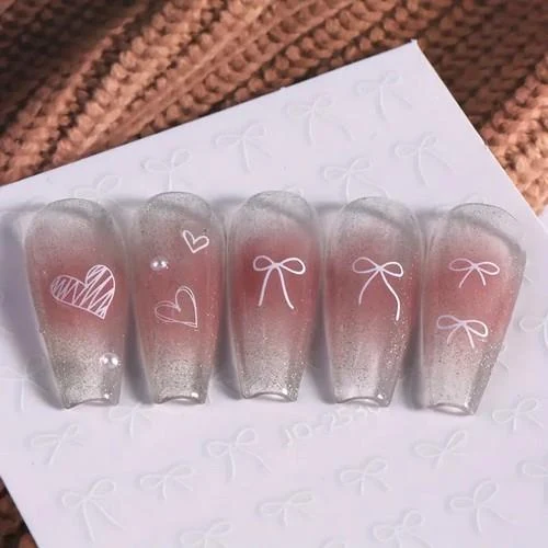 Coconoir Beauty - Nail Decal - Bows - Holographic Pink