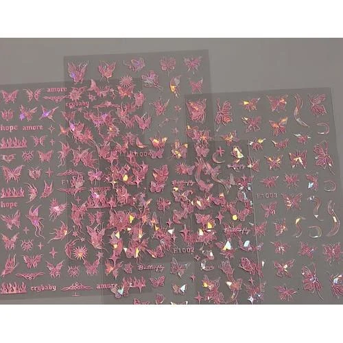 Coconoir Beauty - Nail Decal - Pink Butterflies - 4 Pk
