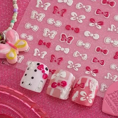 Coconoir Beauty - Nail Decal - Pink & White Bows