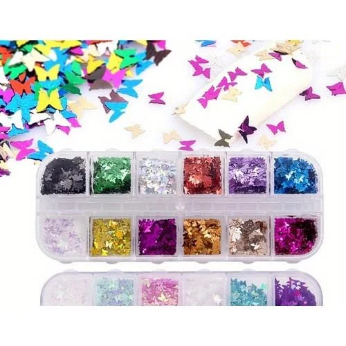 Coconoir Beauty - Nail Decals - Holographic Butterfly Flakes - 12pk