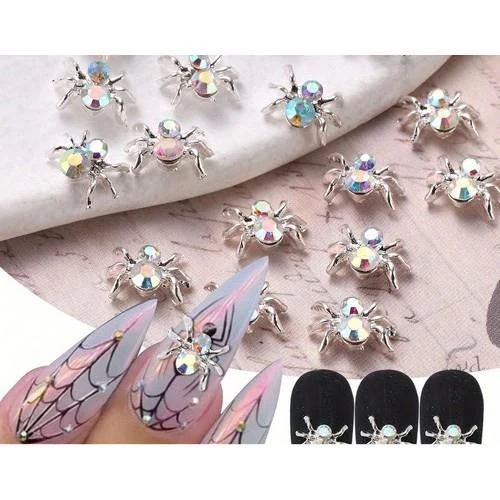 Coconoir Beauty - Nail Charms - Silver Spider - AB Rhinestone - 10pk