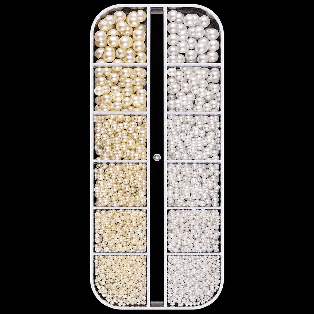 Coconoir Beauty - Nail Charms - White / Beige - Flatback Nail Pearls