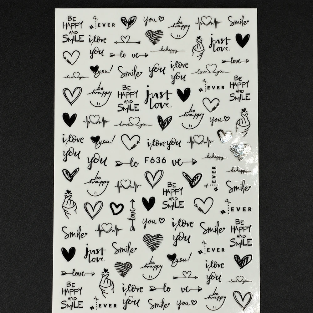 Coconoir Beauty - Nail Decal - Valentines Black #1