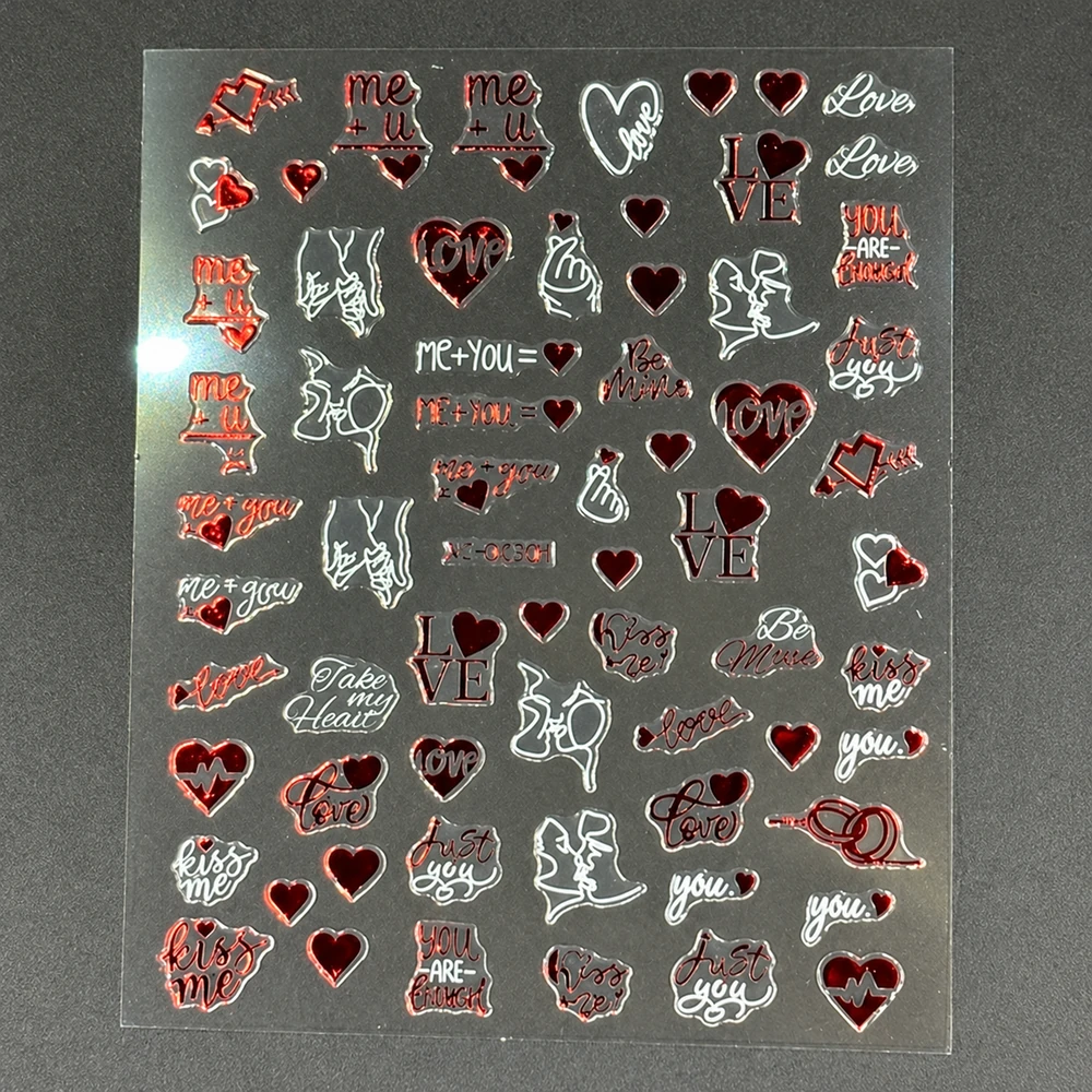 Coconoir Beauty - Nail Decal - Valentines Red/White 2 - 2pk