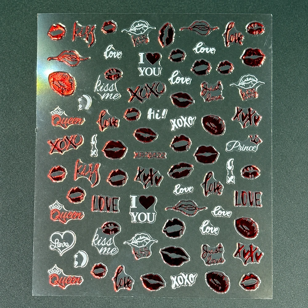 Coconoir Beauty - Nail Decal - Valentines Red/White 3 - 2pk