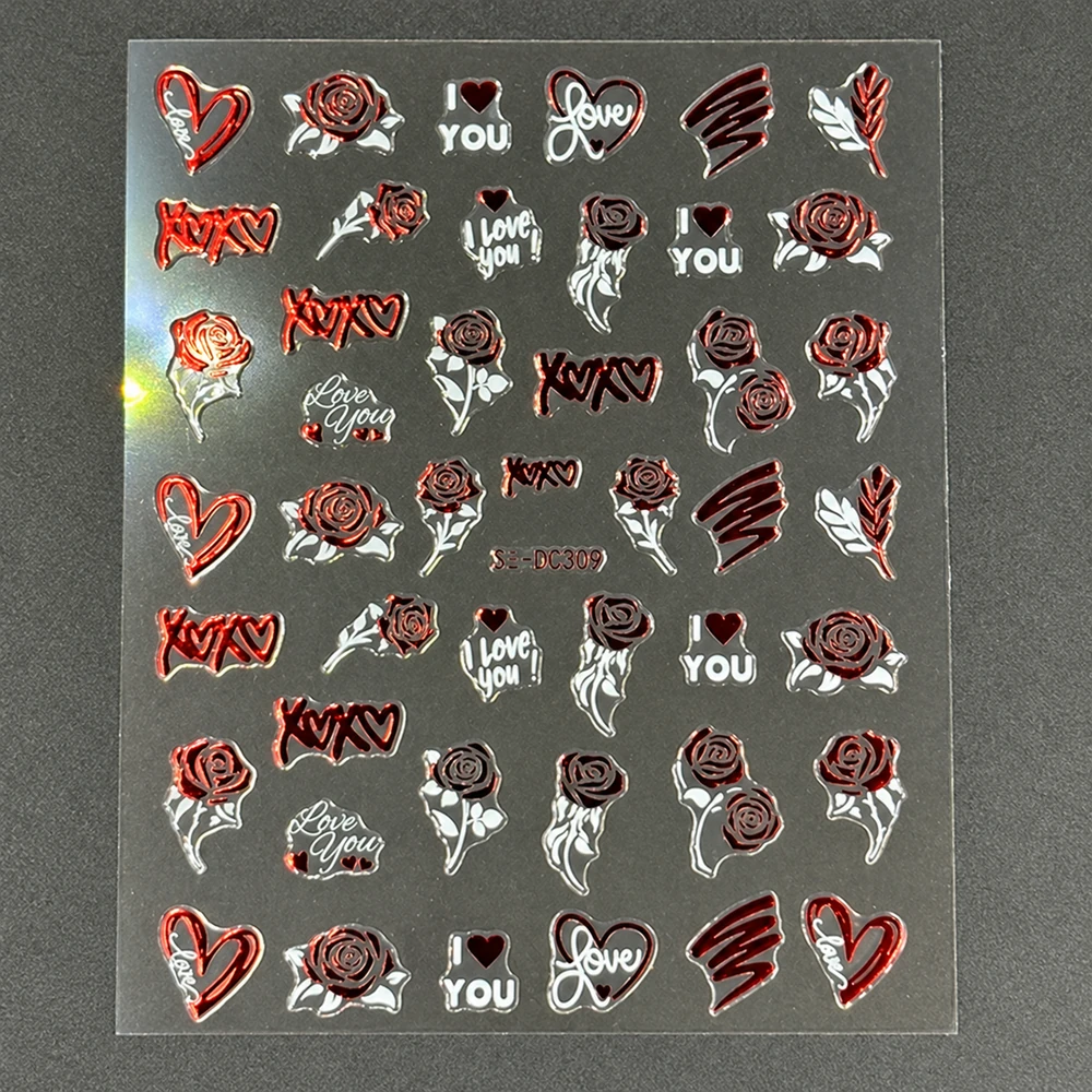 Coconoir Beauty - Nail Decal - Valentines Red/White 4 - 2pk