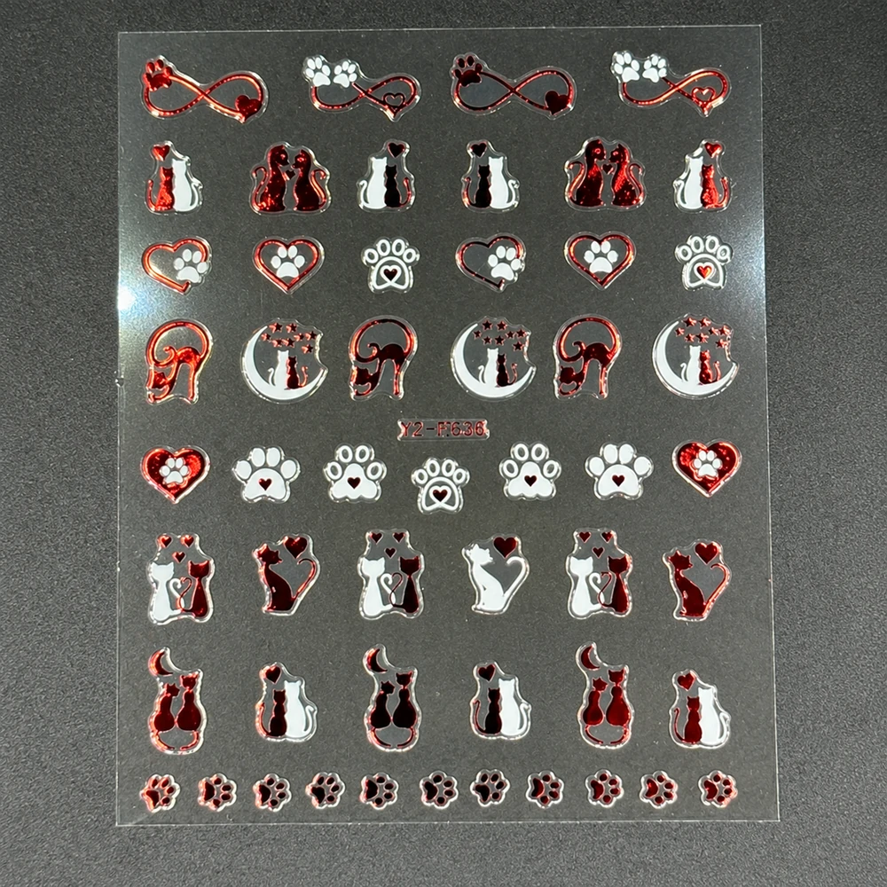 Coconoir Beauty - Nail Decal - Valentines Red/White 5 - 2pk