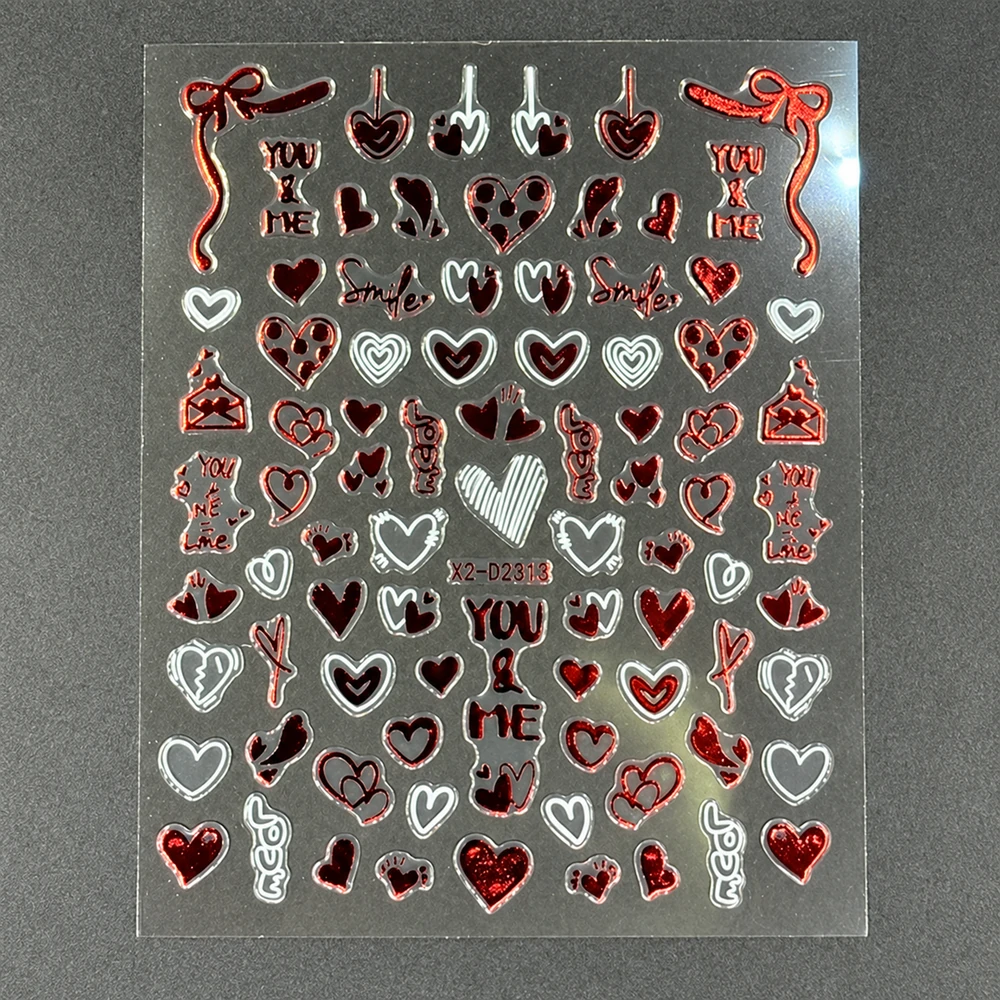 Coconoir Beauty - Nail Decal - Valentines Red/White 1 - 2pk