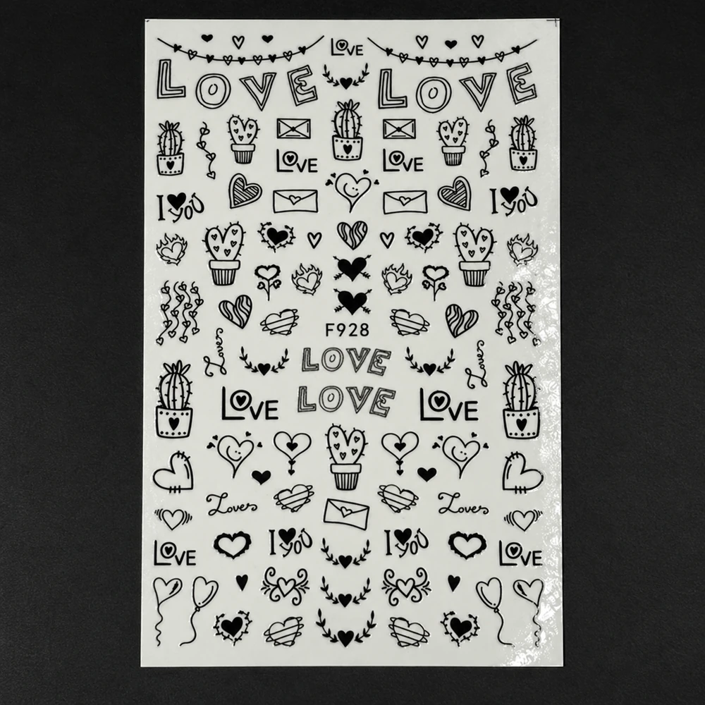 Coconoir Beauty - Nail Decal - Valentines Black #5