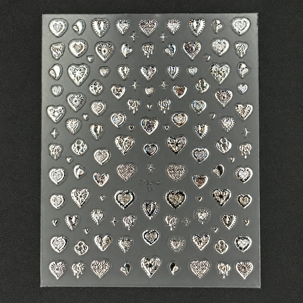 Coconoir Beauty - Nail Decal - Foil Heart Silver