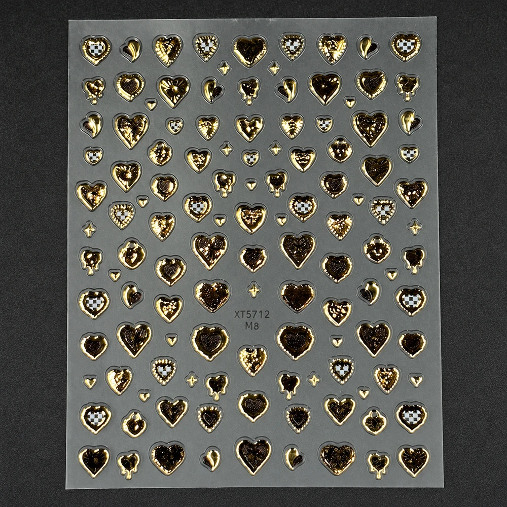 Coconoir Beauty - Nail Decal - Foil Heart Golden