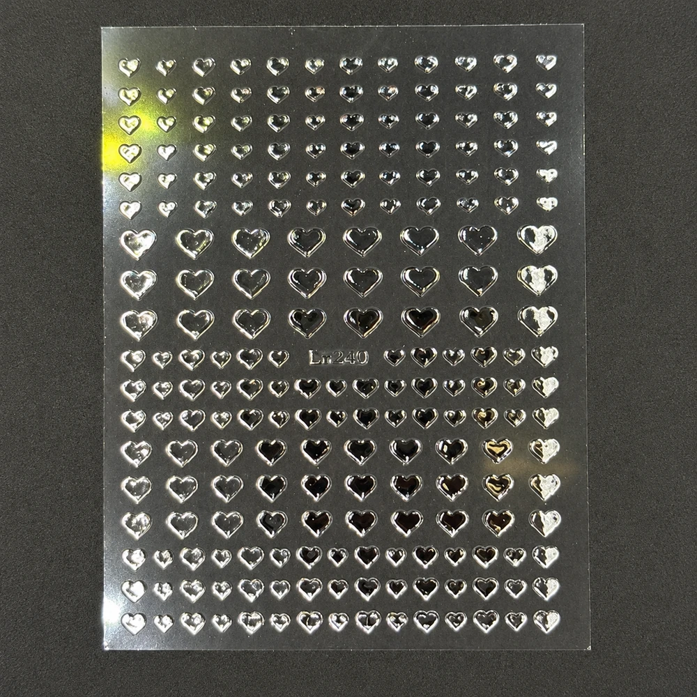Coconoir Beauty - Nail Decal - 3D Silver Hearts