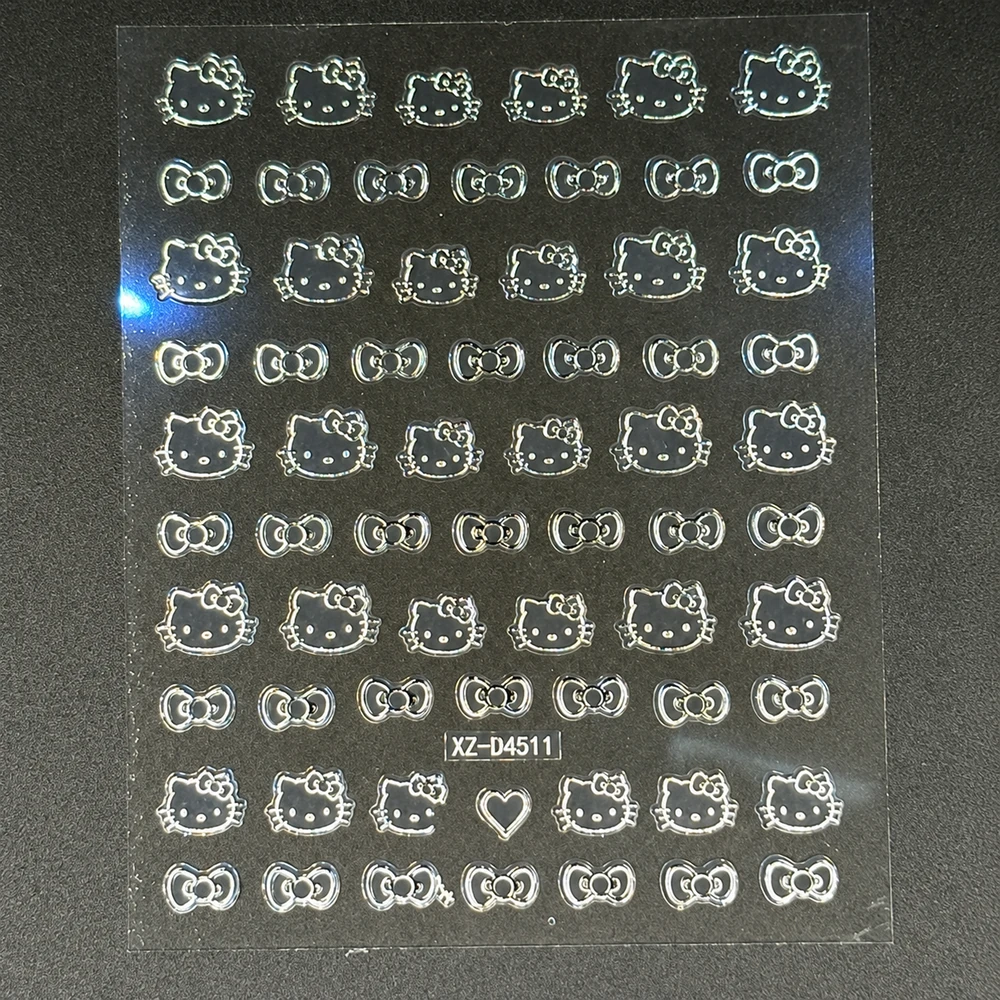 Coconoir Beauty - Nail Decal - Kitty with Silver Bow