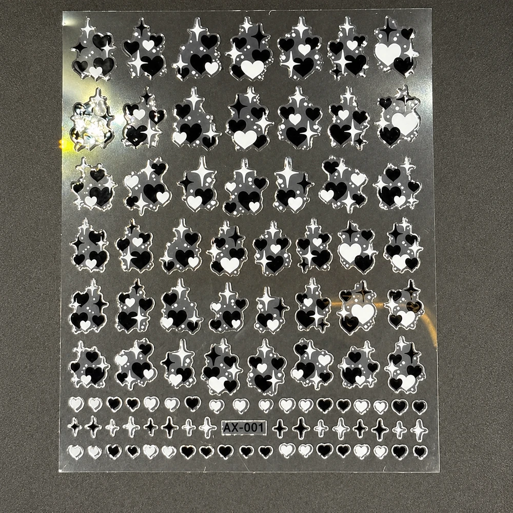 Coconoir Beauty - Nail Decal - Stars & Hearts Black/White