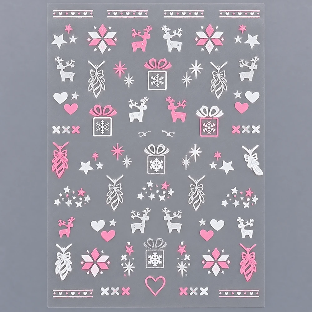Coconoir Beauty - Nail Decal - Christmas Pink/White Mistletoe & Presents
