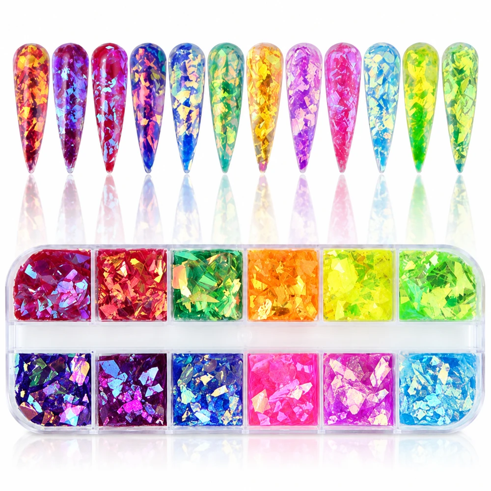 Coconoir Beauty - Nail Decals - Iridescent Flakes - 12pk